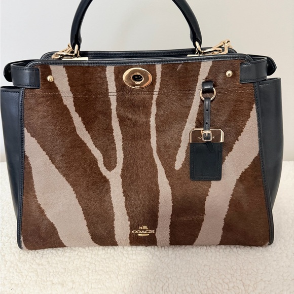 Coach Handbags - Coach Zebra Print Satchel in Brown and Black